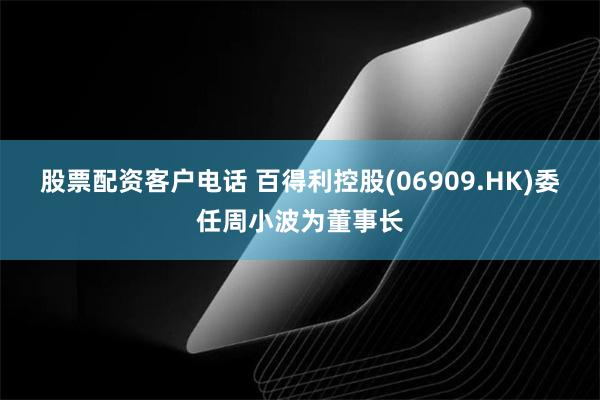 股票配资客户电话 百得利控股(06909.HK)委任周小波为董事长