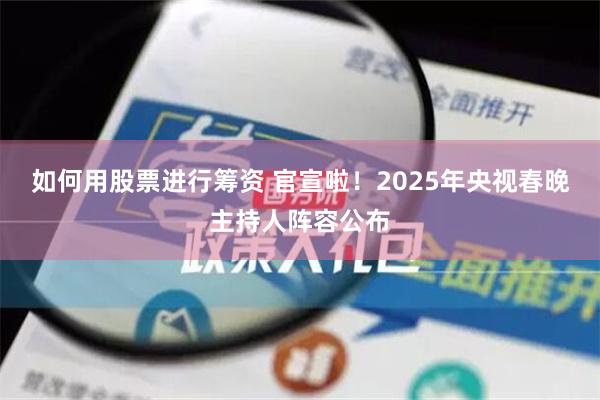 如何用股票进行筹资 官宣啦！2025年央视春晚主持人阵容公布